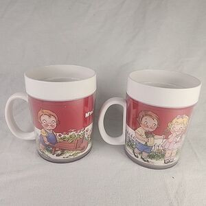 Mug Campbell Soup Coffee Insulated Cup M'm M'm Good Thermo-Serv VTG New Set Of 2